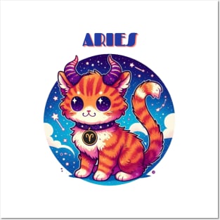 Aries Zodiac Cat Posters and Art